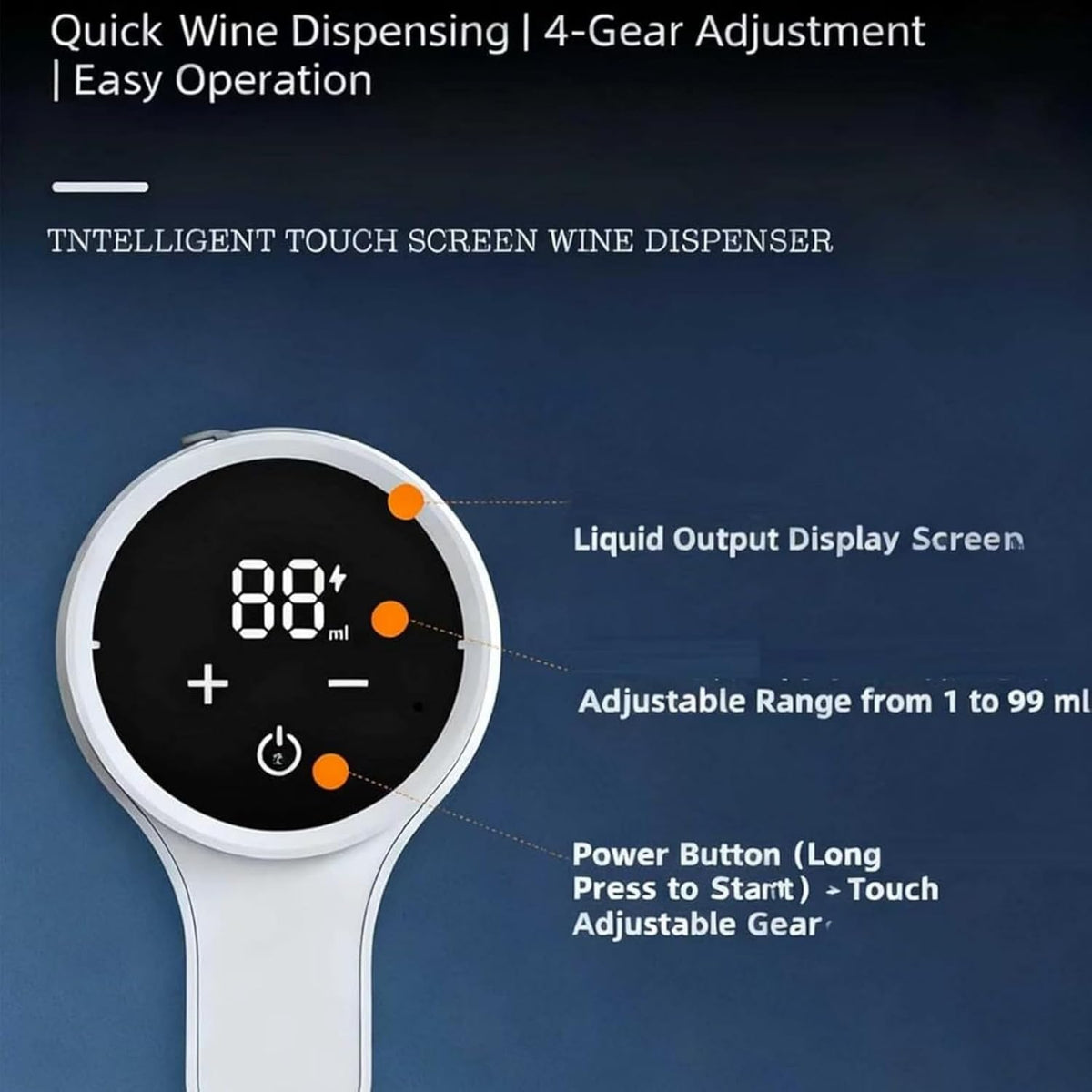 Liquor Dispenser, Smart Dispenser, Smart Automatic Touch Control Alcohol Pourer, Built-In Aeration Tech to Enhance Every Drink, for Any Bottle, Black