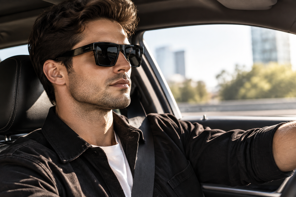 Male Driver Wearing Sunglasses